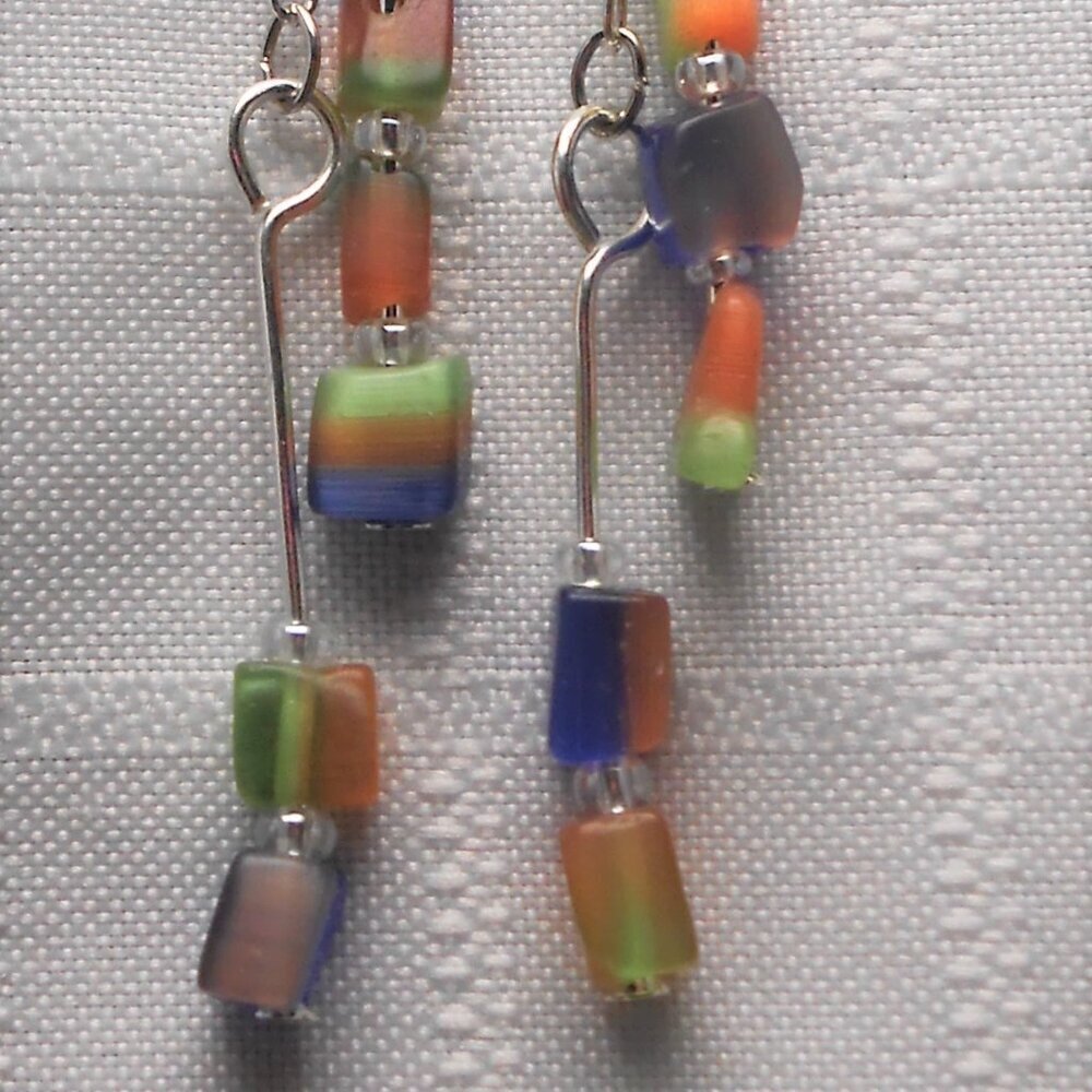 No 559 Earrings made from polished glass scraps